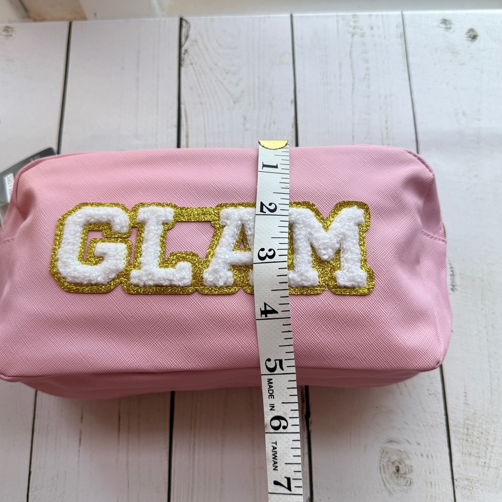 GLAM Pink Cosmetic Bag - Glam Embroidered Makeup Case - Picture 5 of 7